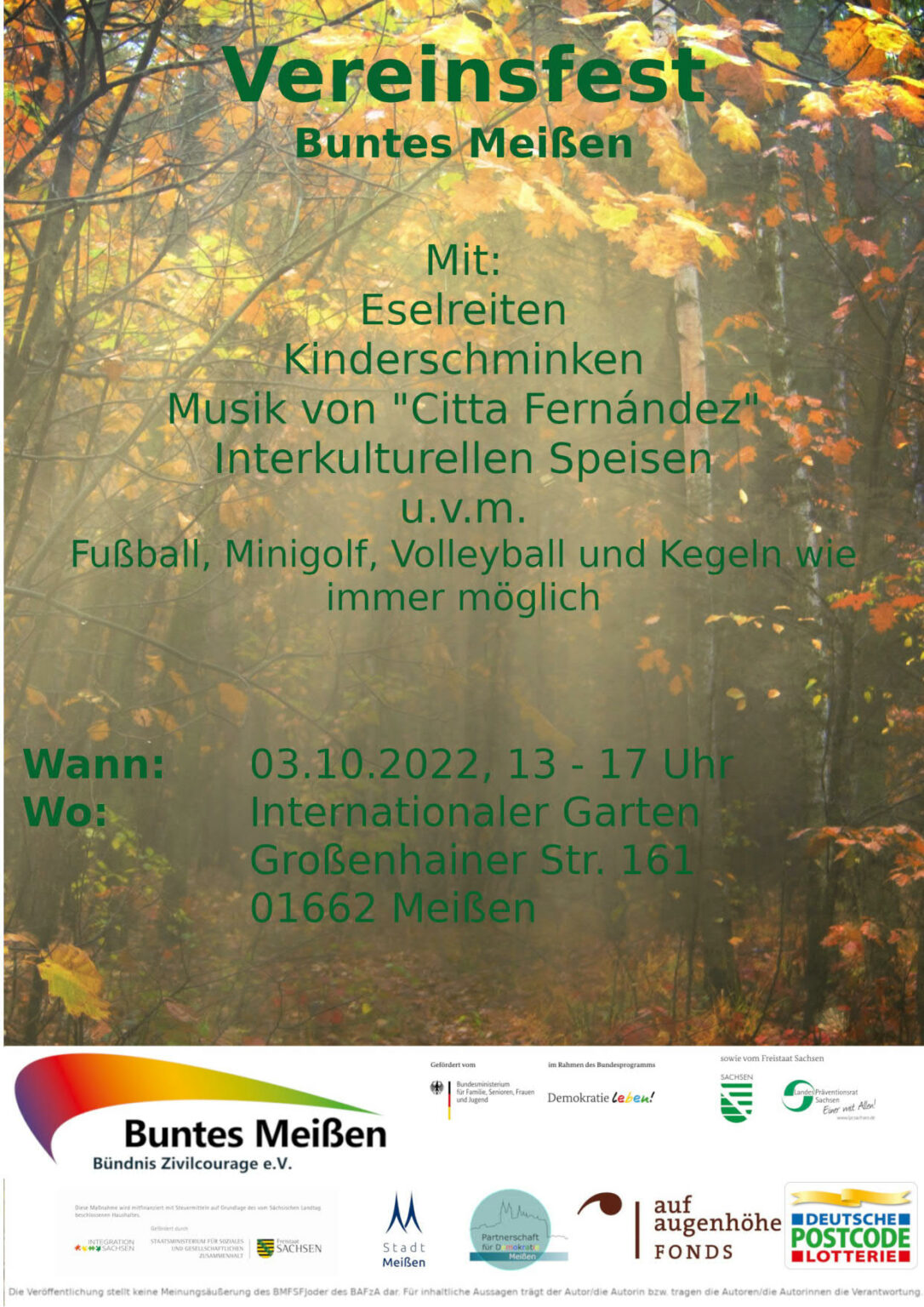 Einladung Vereinsfest Buntes Meißen e.V. 03.10.2022 Internationaler